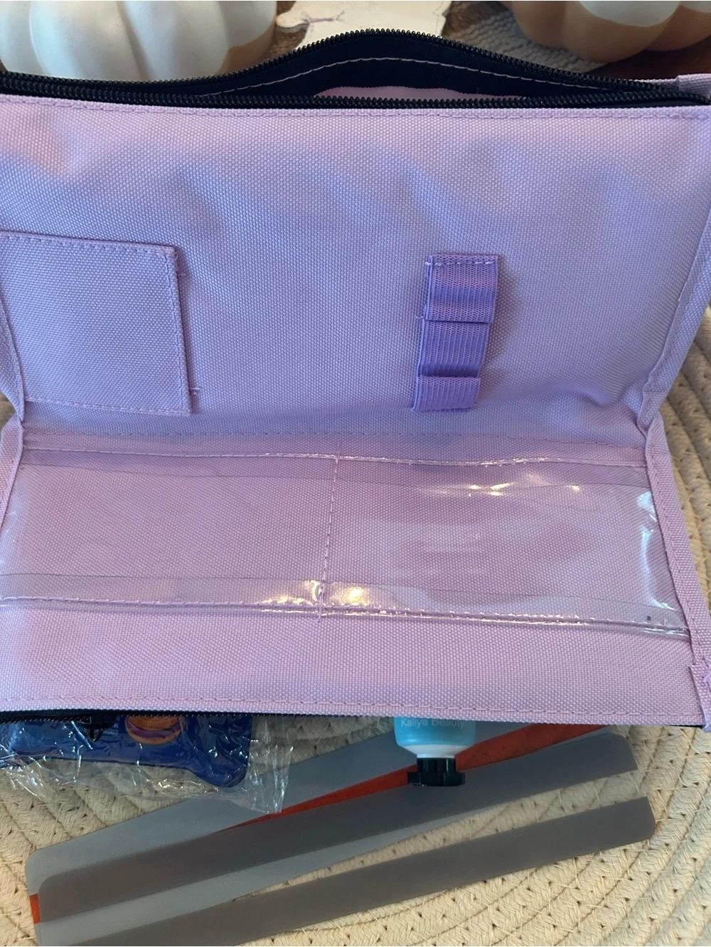 Kids Lavender Pencil Pouch with Cute Character Design